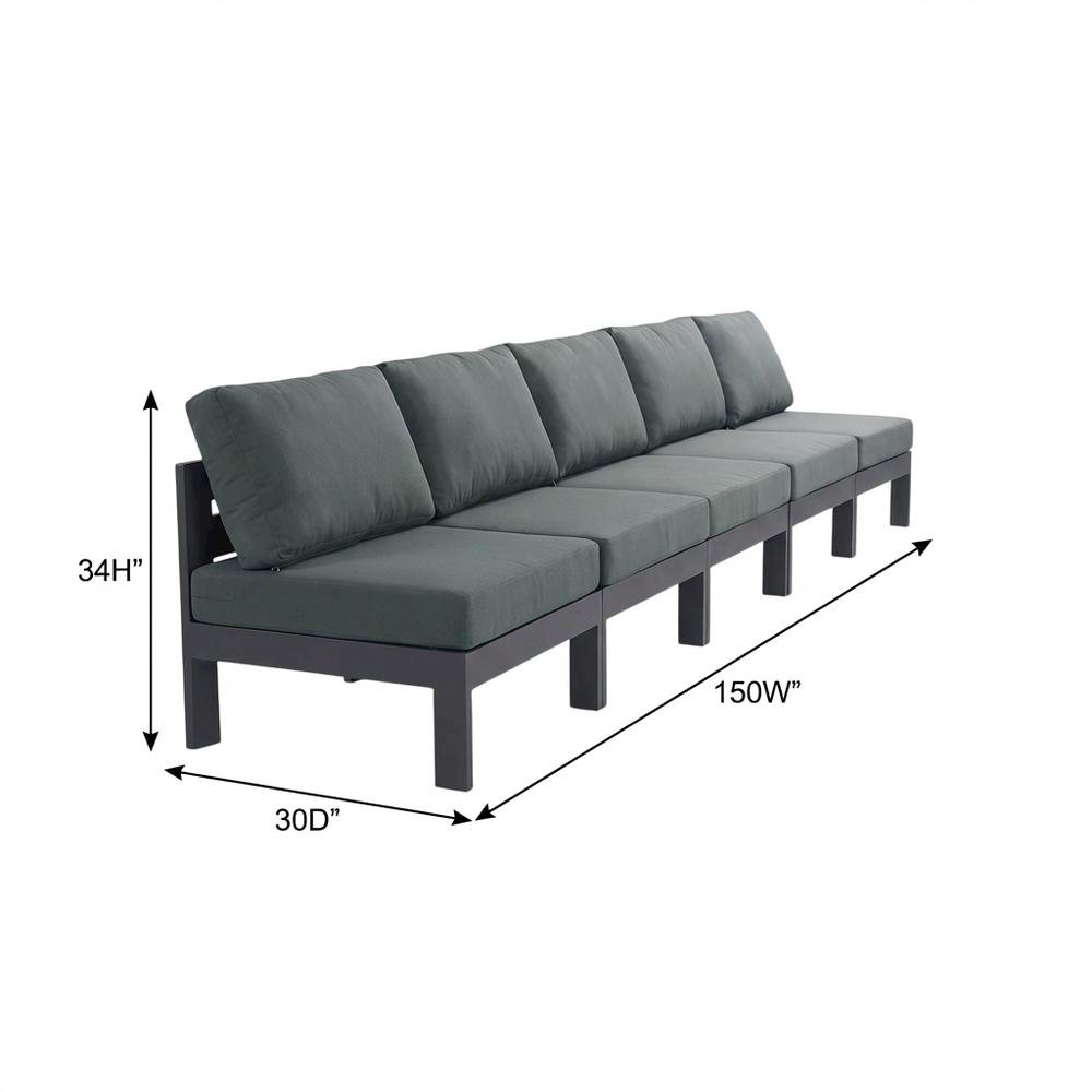 Gray Fabric Outdoor Modular Sofa With Contemporary Style And Cushioned Seating. Picture 7