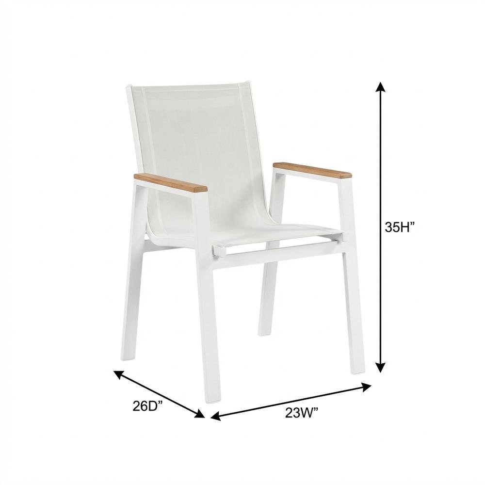 White Mesh Fabric Outdoor Patio Dining Armchair Set Of 2 With Contemporary Style. Picture 7