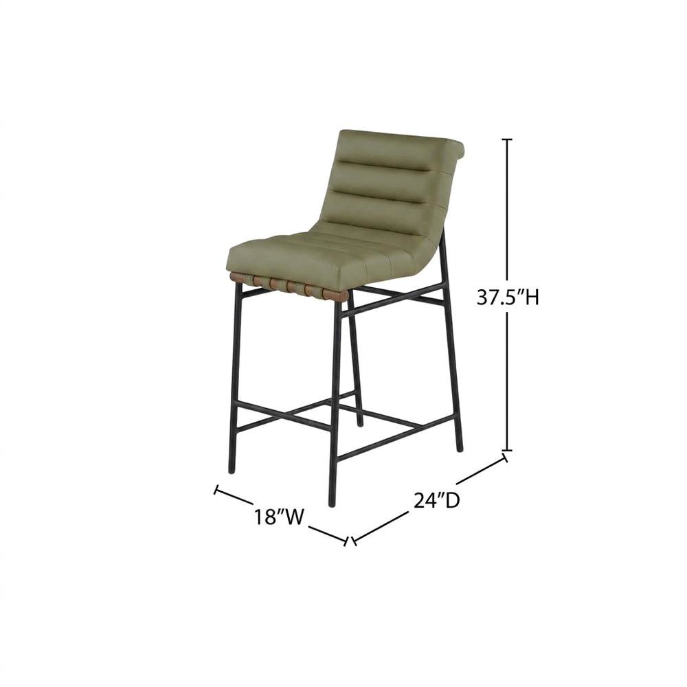 Vegan Leather & Boucle Counter Stool for Bar, Green Vegan Leather. Picture 6