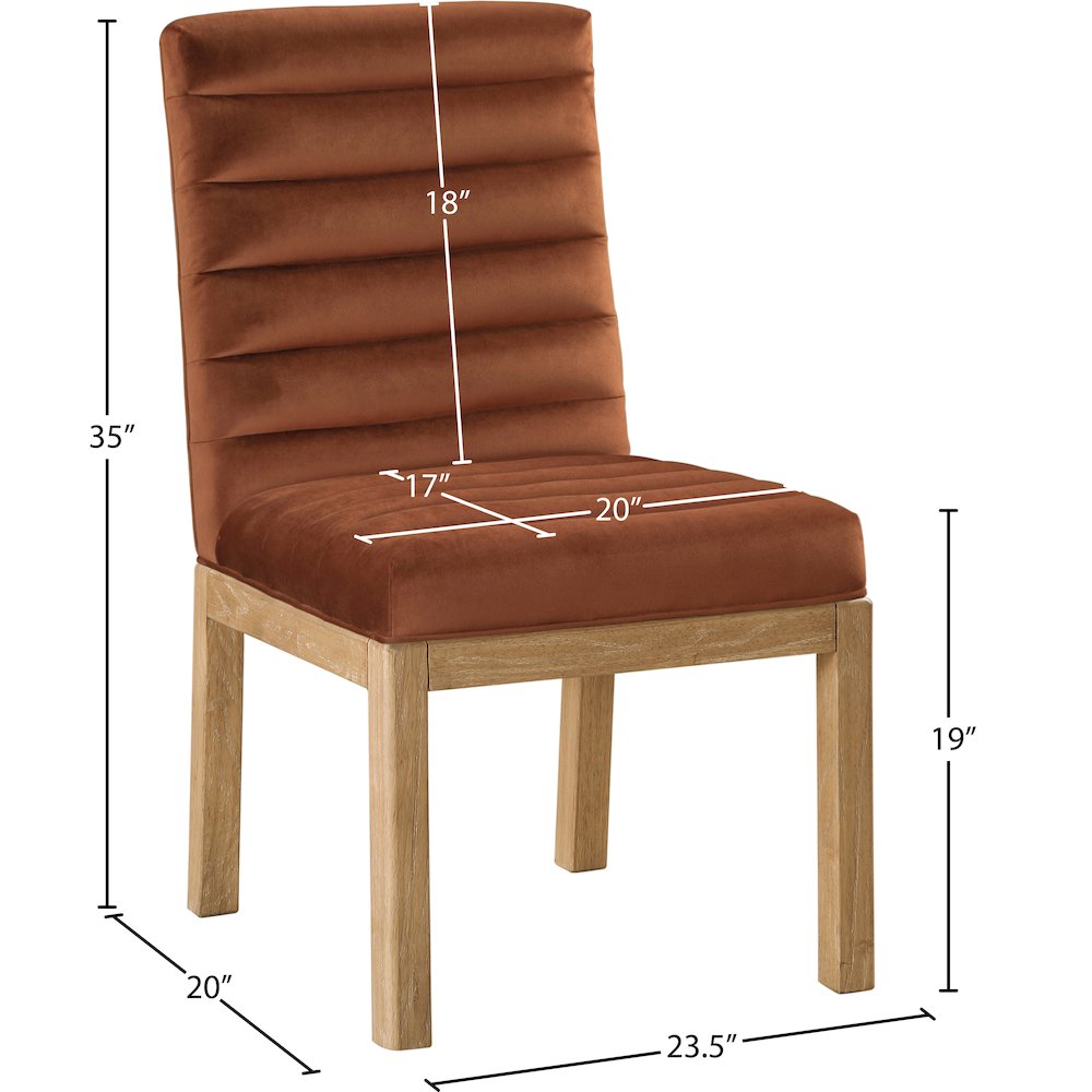 Evelyn Cognac Velvet Dining Chair. Picture 7