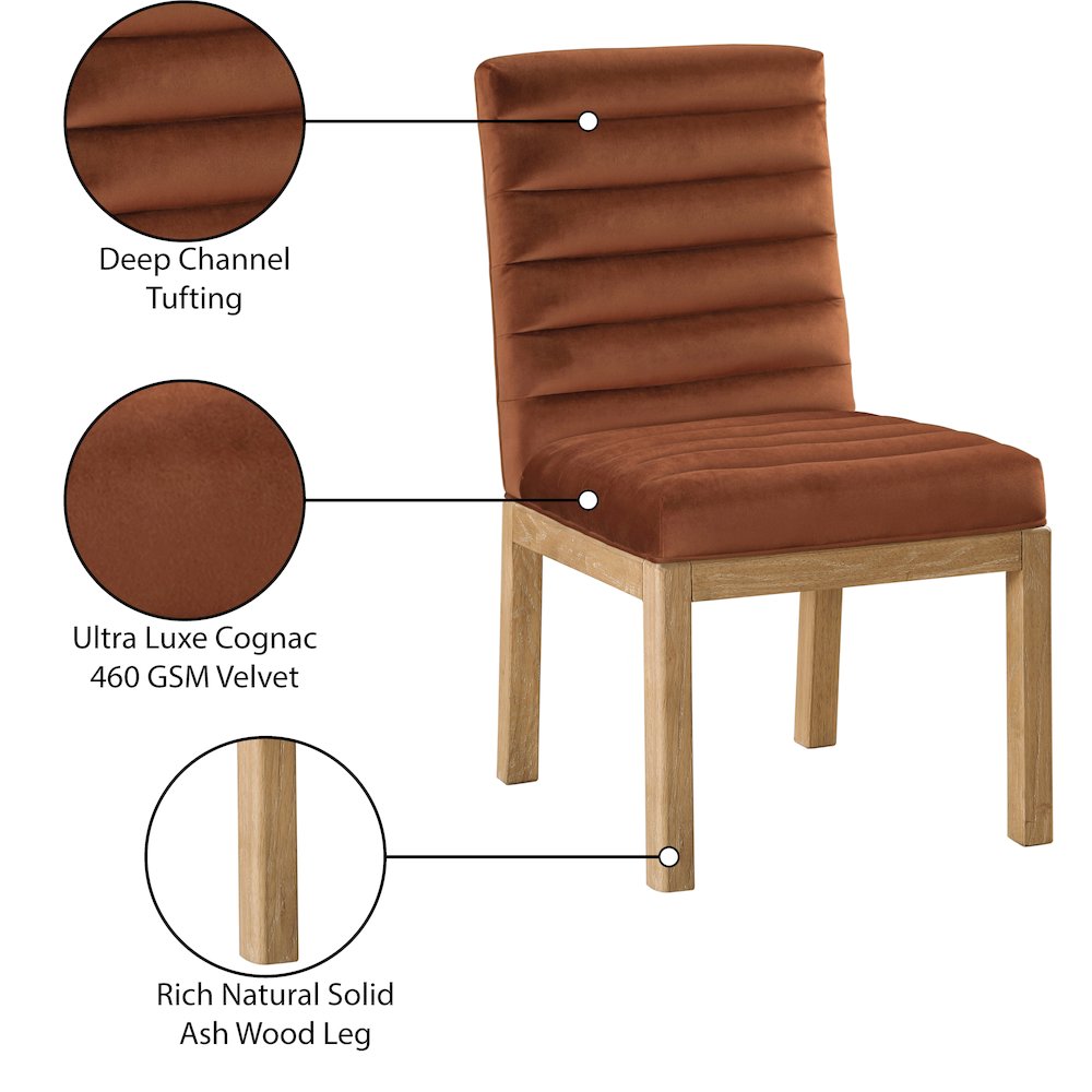 Evelyn Cognac Velvet Dining Chair. Picture 8