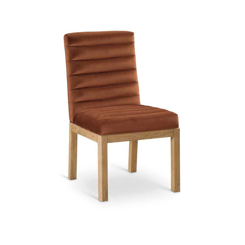 Evelyn Cognac Velvet Dining Chair. Picture 1