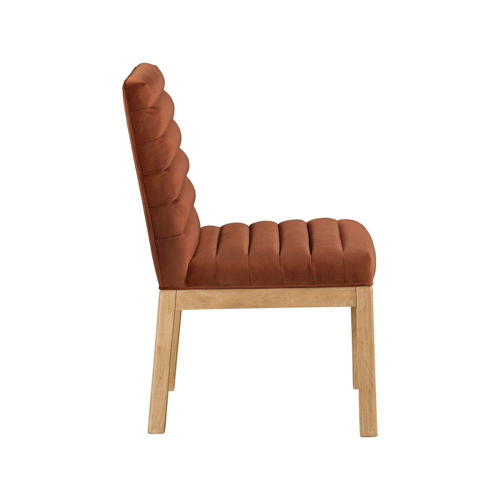 Evelyn Cognac Velvet Dining Chair. Picture 3