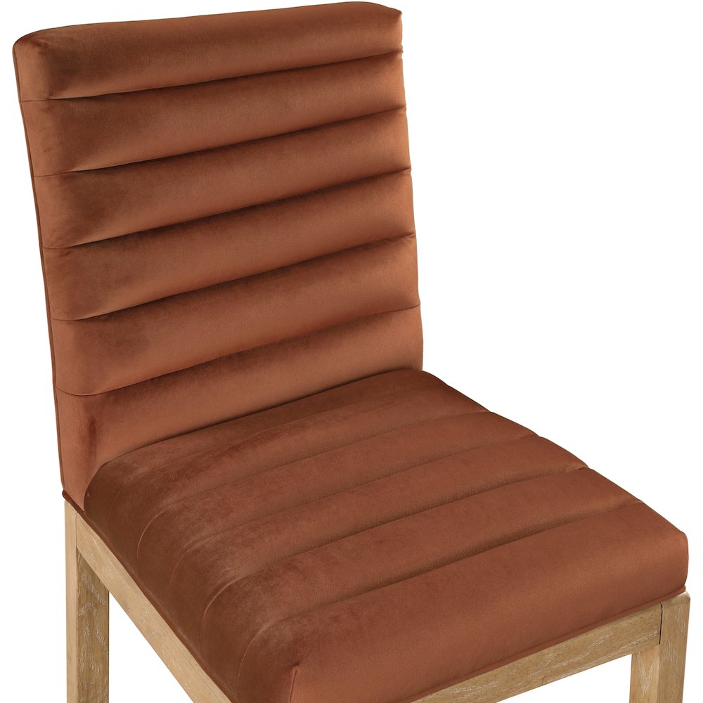Evelyn Cognac Velvet Dining Chair. Picture 6
