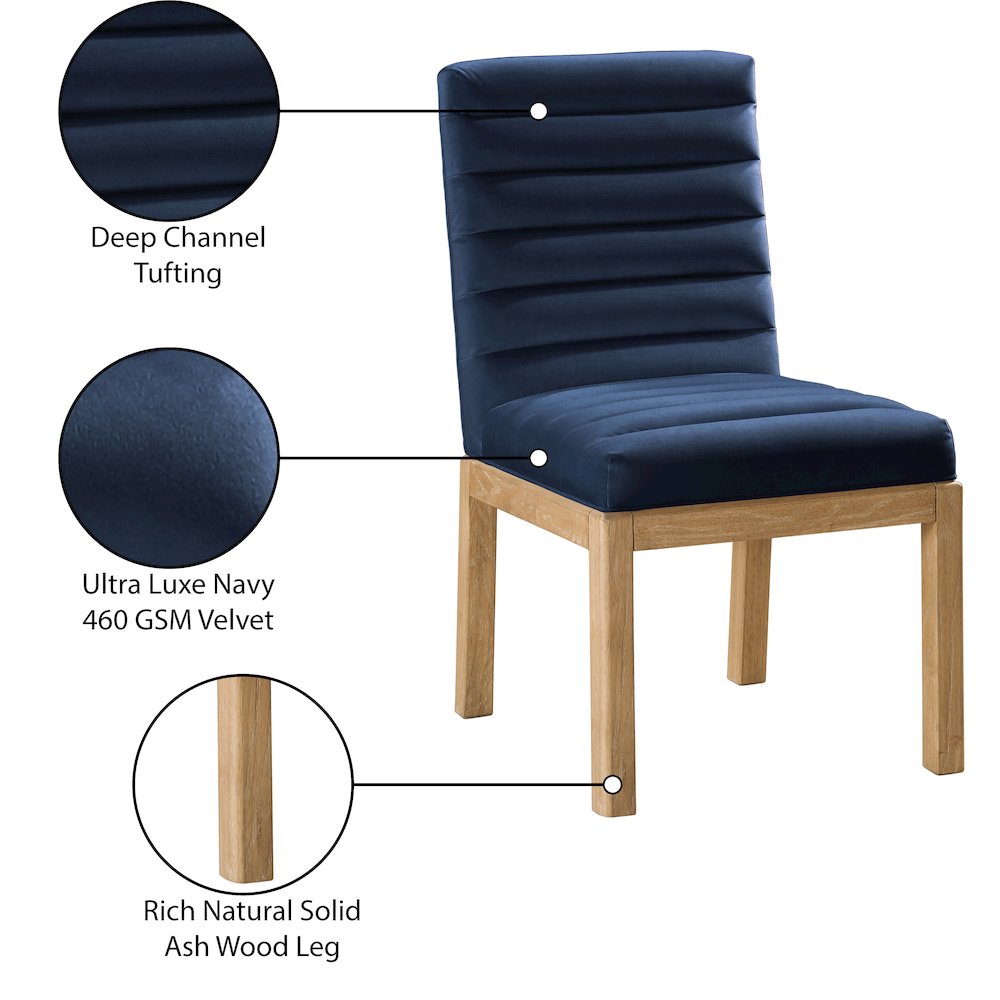 Evelyn Navy Velvet Dining Chair. Picture 8