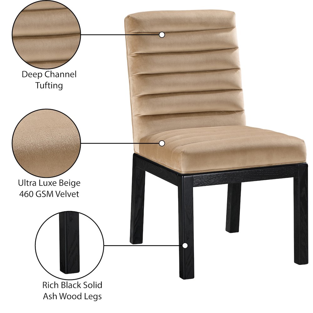 Evelyn Beige Velvet Dining Chair. Picture 8