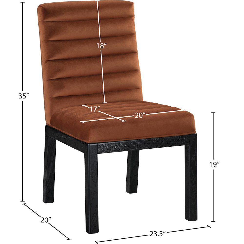 Evelyn Cognac Velvet Dining Chair. Picture 7