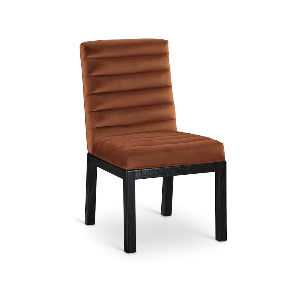 Evelyn Cognac Velvet Dining Chair. Picture 1