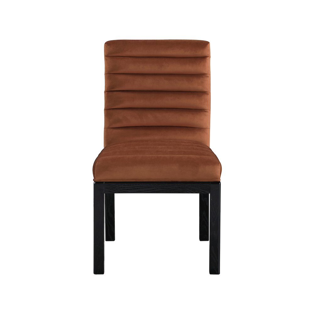 Evelyn Cognac Velvet Dining Chair. Picture 2