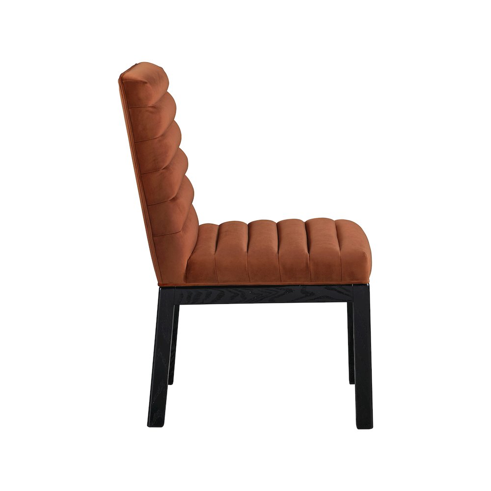 Evelyn Cognac Velvet Dining Chair. Picture 3