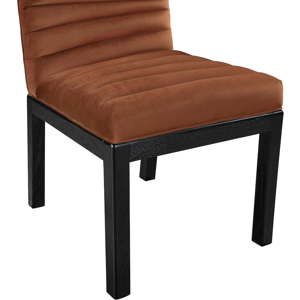 Evelyn Cognac Velvet Dining Chair. Picture 5