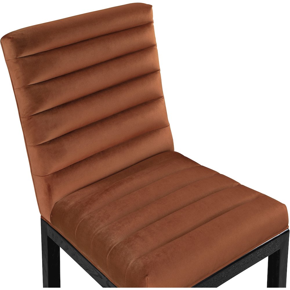 Evelyn Cognac Velvet Dining Chair. Picture 6