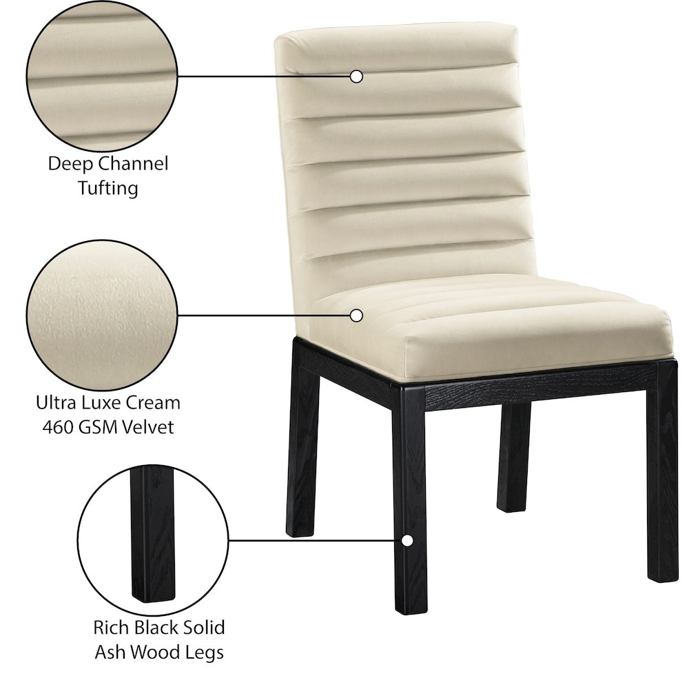 Evelyn Cream Velvet Dining Chair. Picture 8