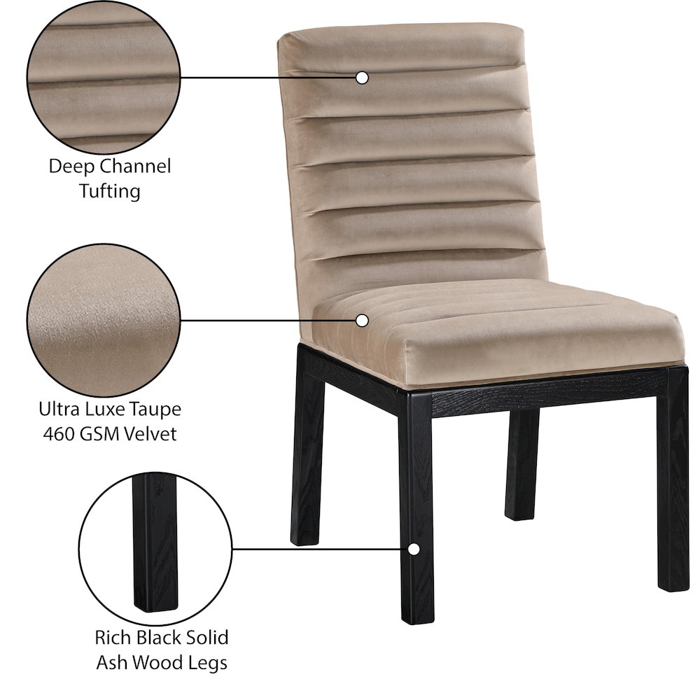 Evelyn Taupe Velvet Dining Chair. Picture 8