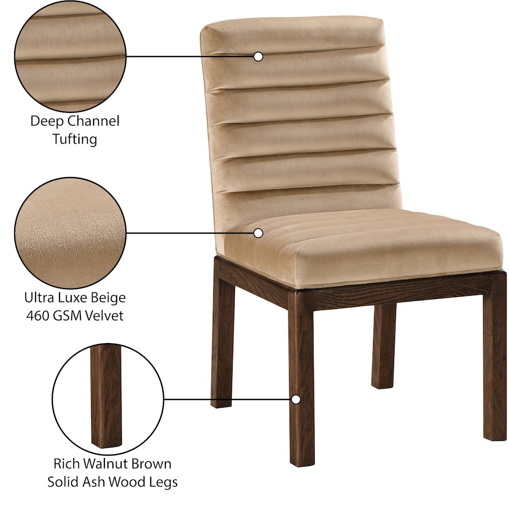 Evelyn Beige Velvet Dining Chair. Picture 8