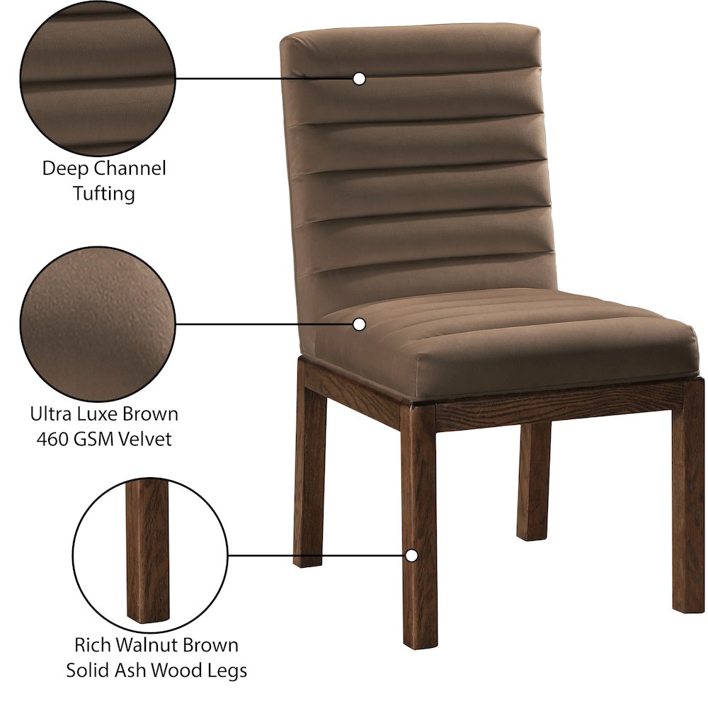 Evelyn Brown Velvet Dining Chair. Picture 8