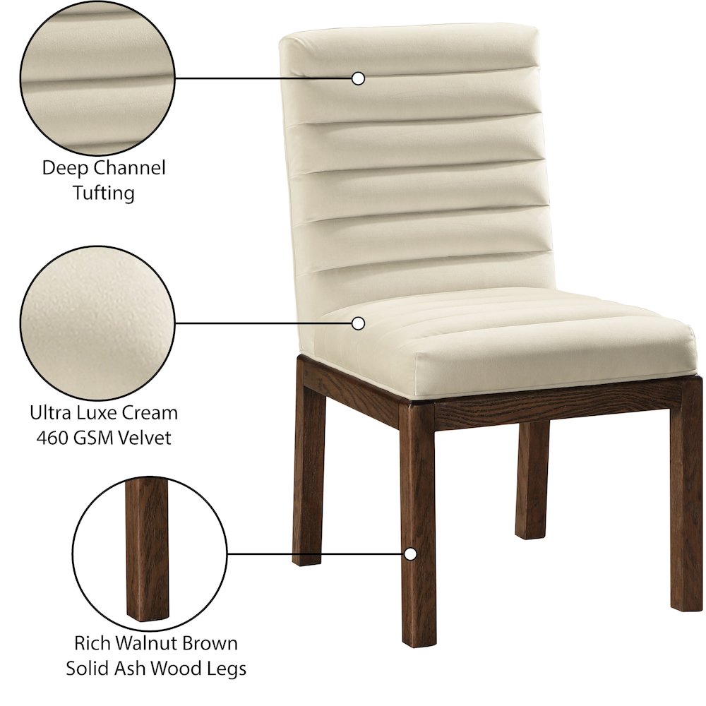 Evelyn Cream Velvet Dining Chair. Picture 8