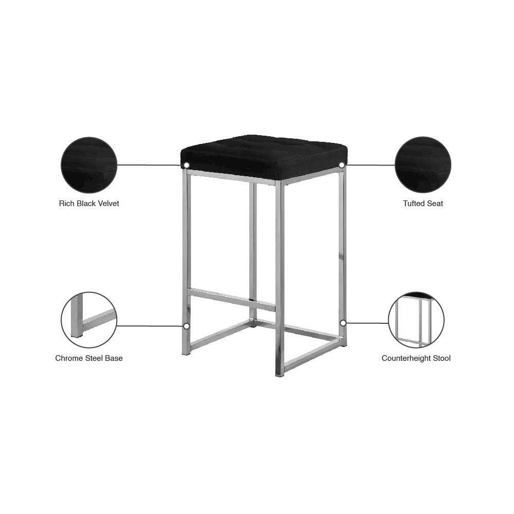 Nicola Black Velvet Stool, Set of 2. Picture 5