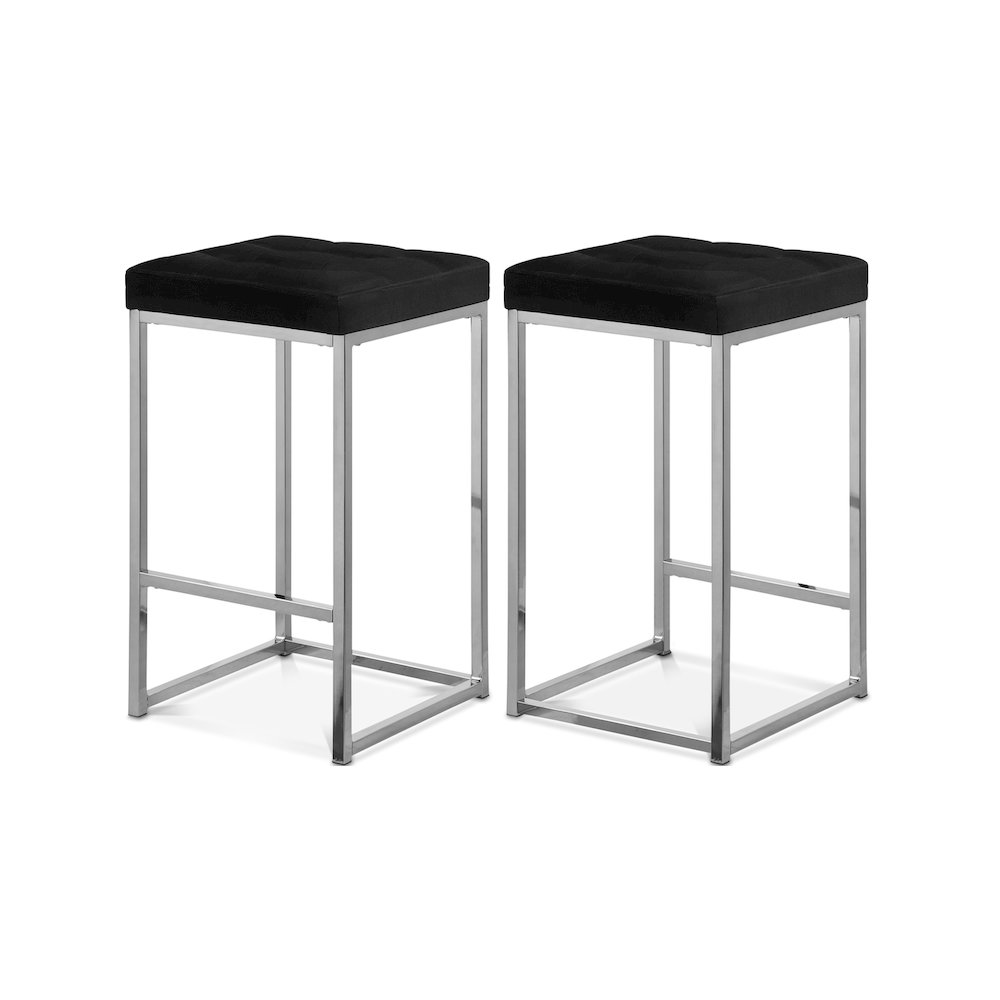 Nicola Black Velvet Stool, Set of 2. Picture 1