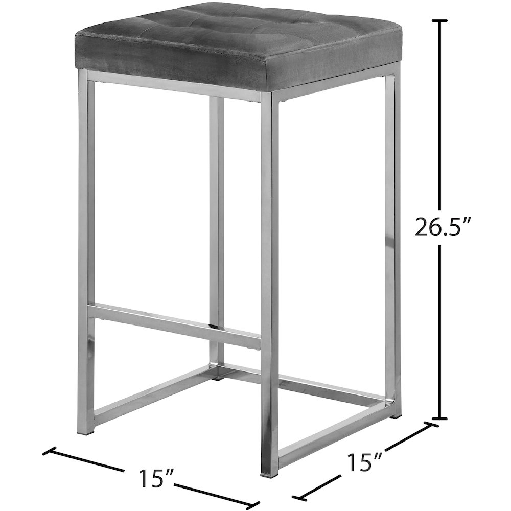 Nicola Grey Velvet Stool, Set of 2. Picture 4