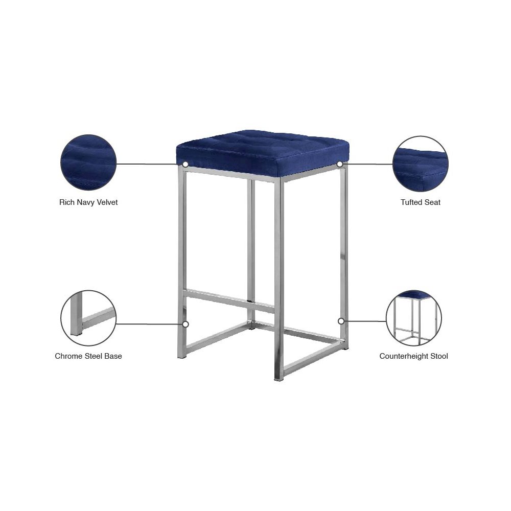 Nicola Navy Velvet Stool, Set of 2. Picture 5