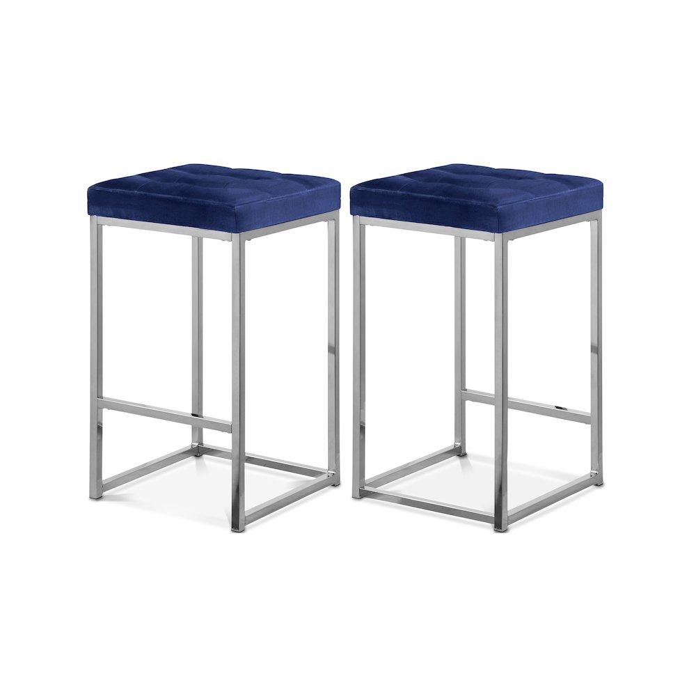 Nicola Navy Velvet Stool, Set of 2. Picture 1