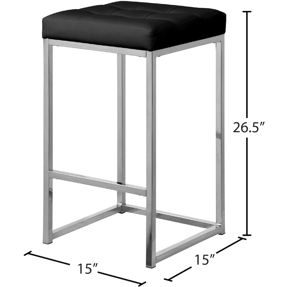 Nicola Black Vegan Leather Stool, Set of 2. Picture 4