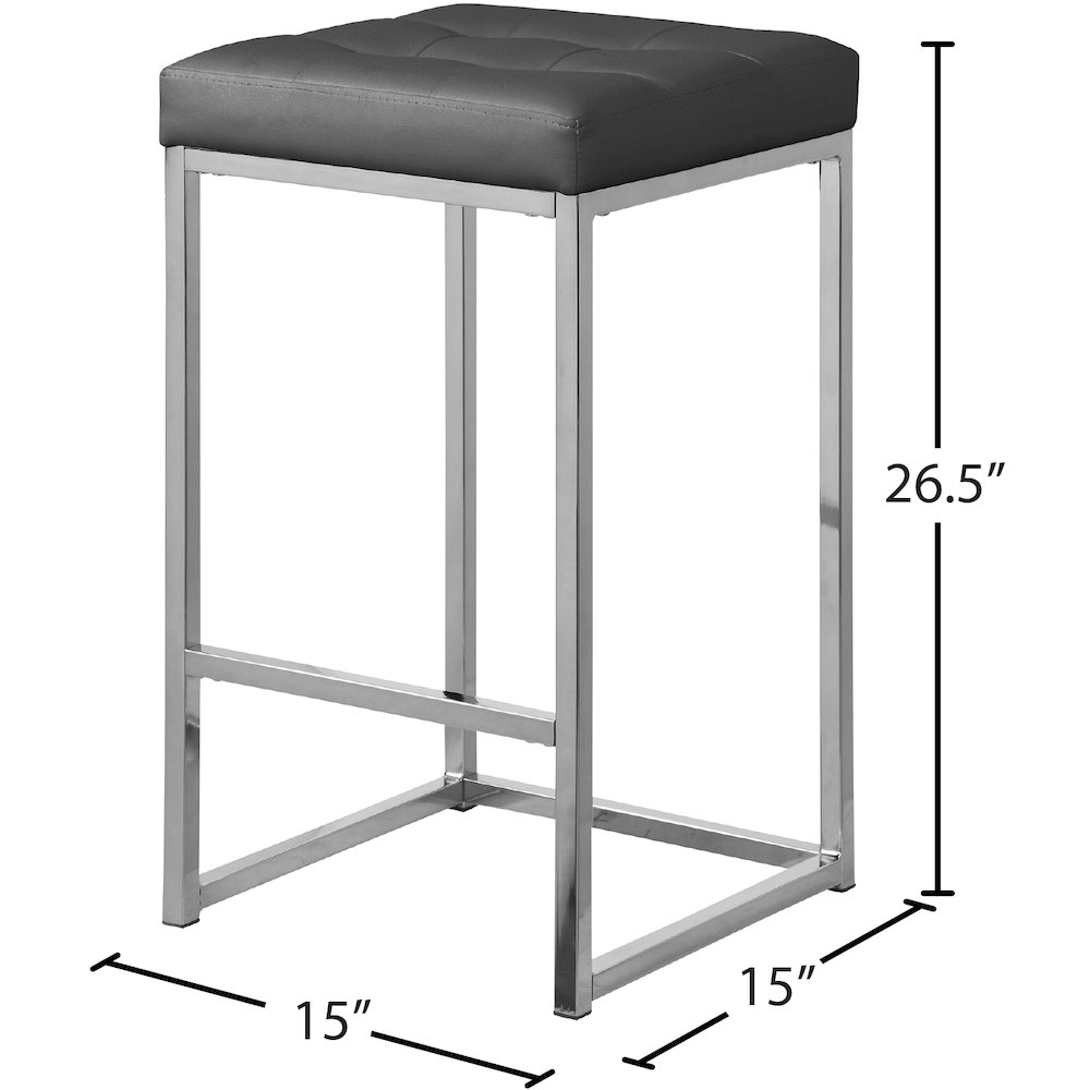 Nicola Grey Vegan Leather Stool, Set of 2. Picture 4