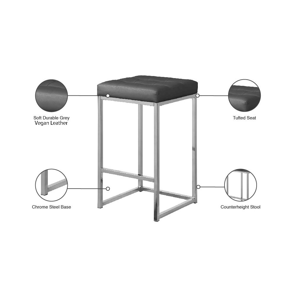 Nicola Grey Vegan Leather Stool, Set of 2. Picture 5