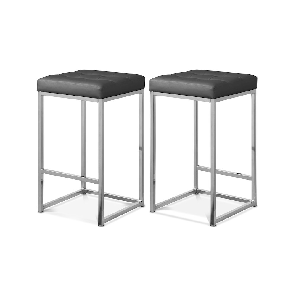 Nicola Grey Vegan Leather Stool, Set of 2. Picture 1