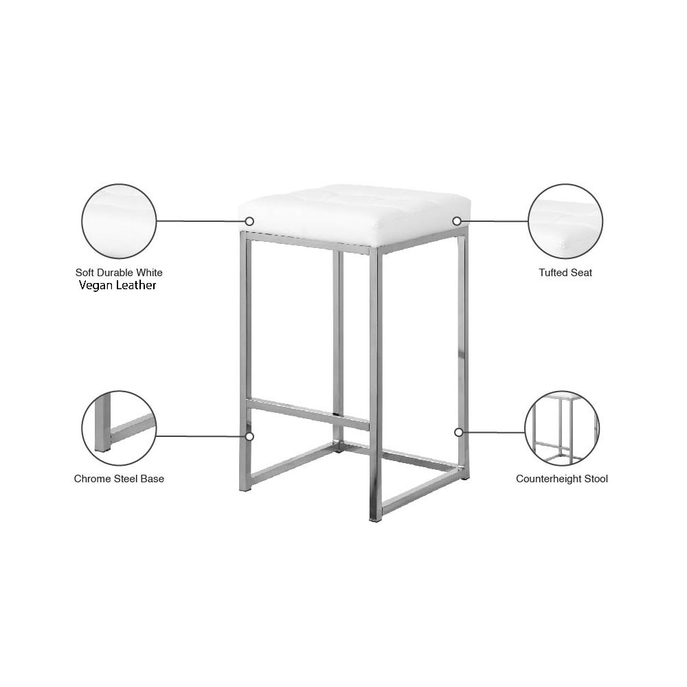 Nicola White Vegan Leather Stool, Set of 2. Picture 5