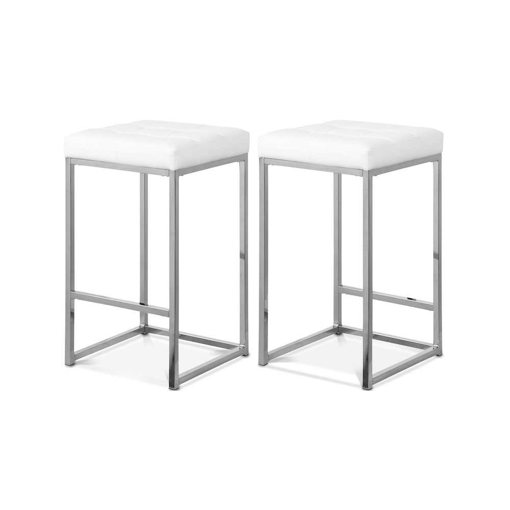 Nicola White Vegan Leather Stool, Set of 2. Picture 1