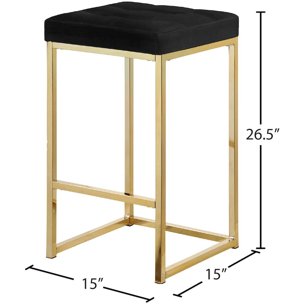 Nicola Black Velvet Stool, Set of 2. Picture 4