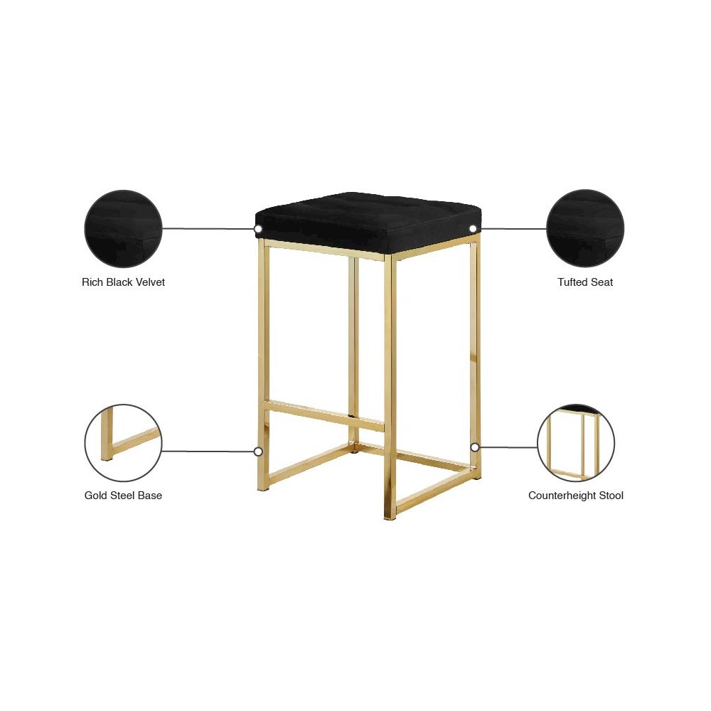 Nicola Black Velvet Stool, Set of 2. Picture 5