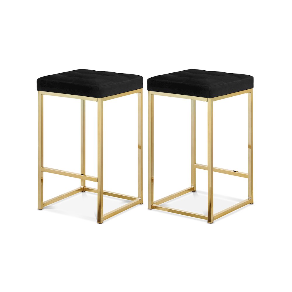 Nicola Black Velvet Stool, Set of 2. Picture 1