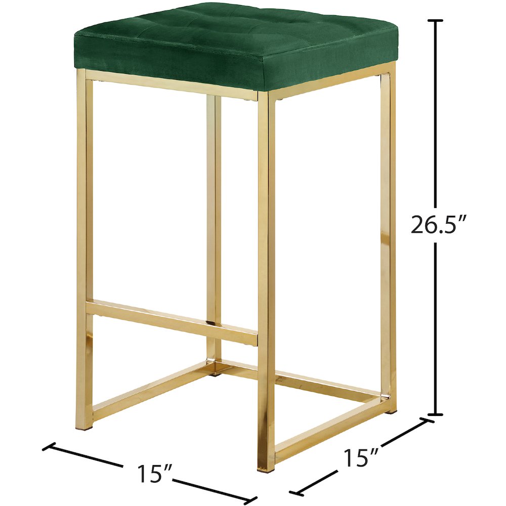 Nicola Green Velvet Stool, Set of 2. Picture 4