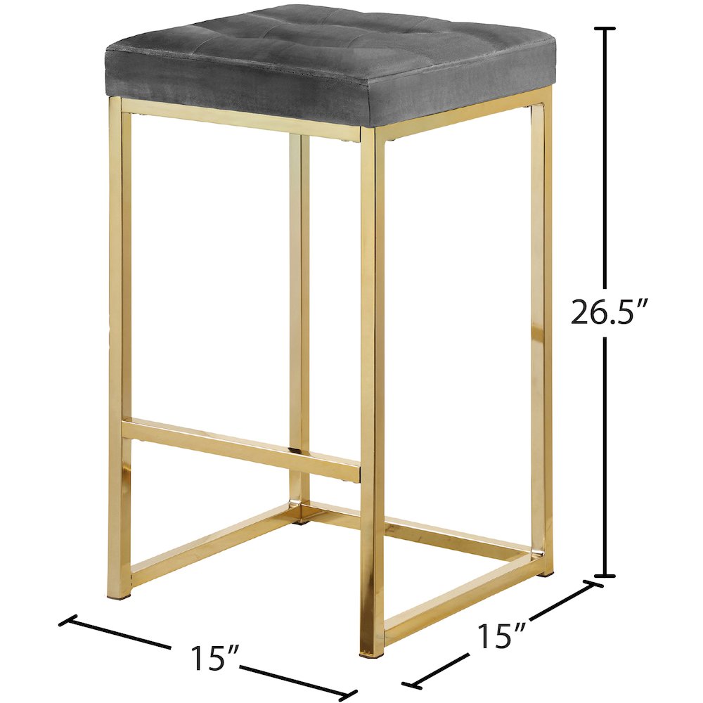 Nicola Grey Velvet Stool, Set of 2. Picture 4