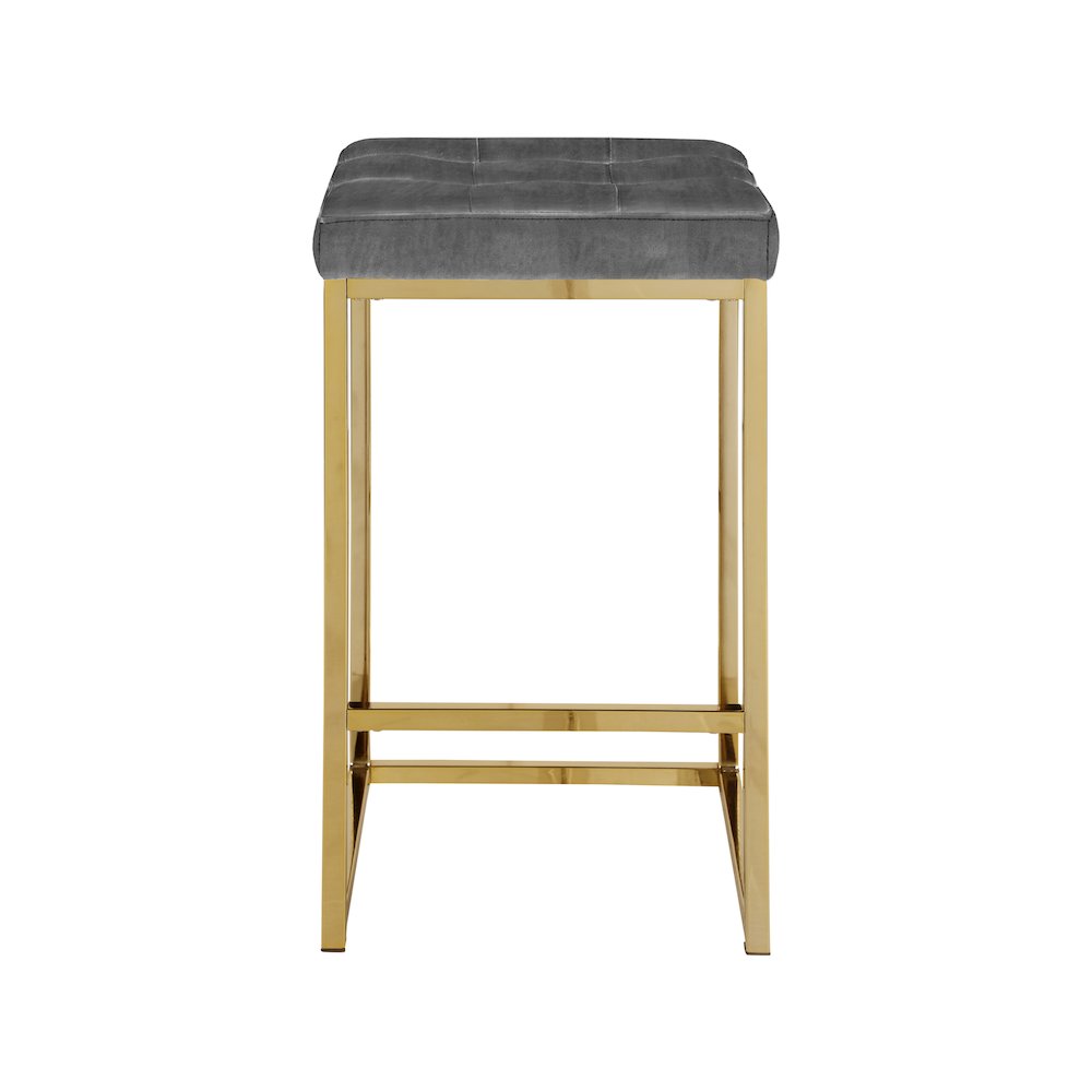 Nicola Grey Velvet Stool, Set of 2. Picture 2