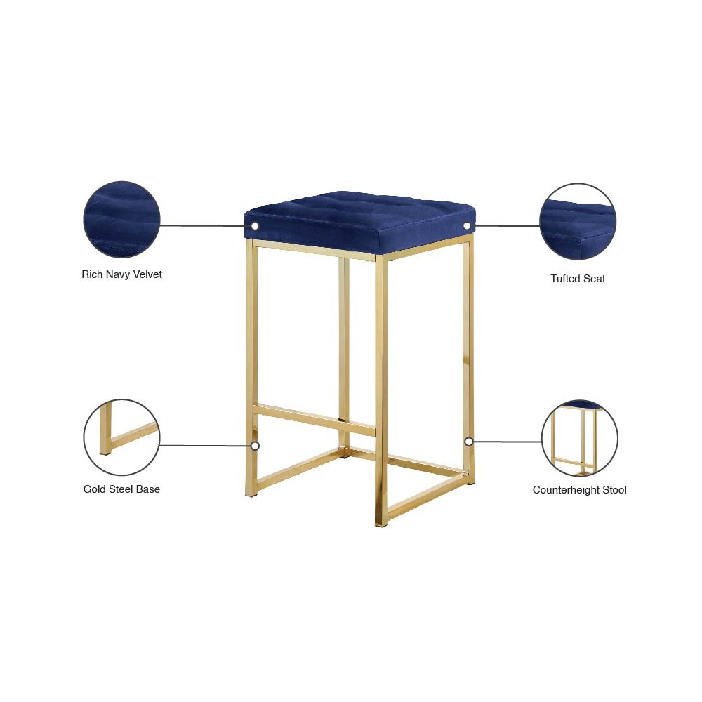 Nicola Navy Velvet Stool, Set of 2. Picture 5