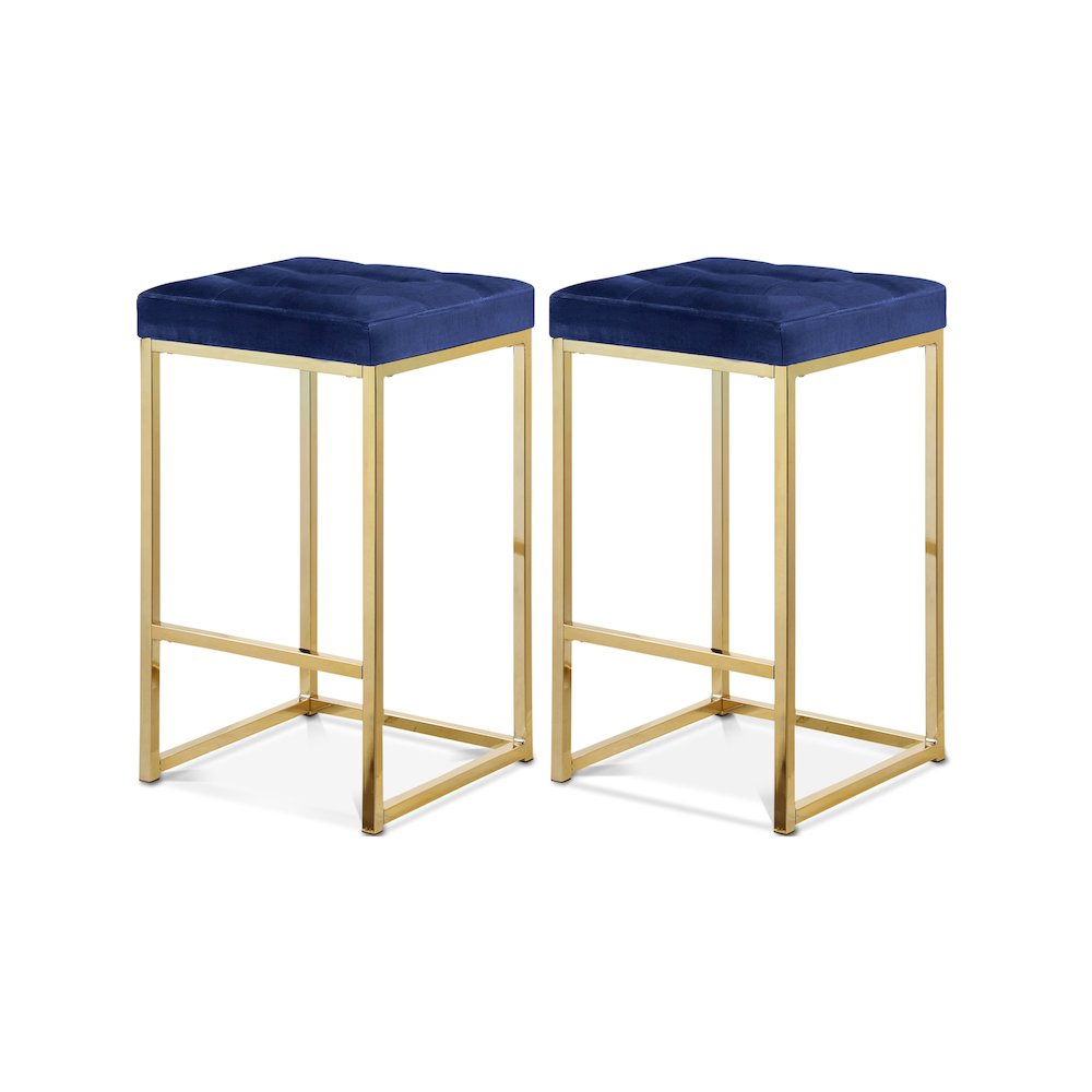 Nicola Navy Velvet Stool, Set of 2. Picture 1