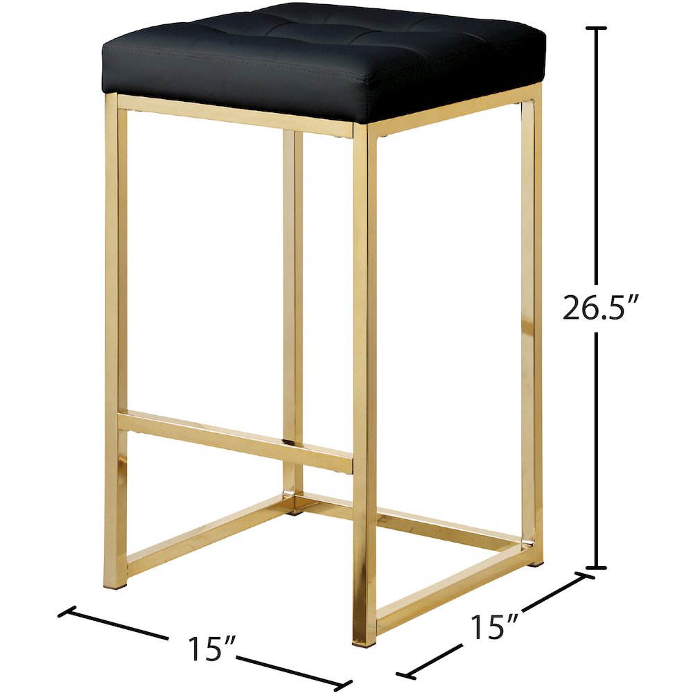 Nicola Black Vegan Leather Stool, Set of 2. Picture 4