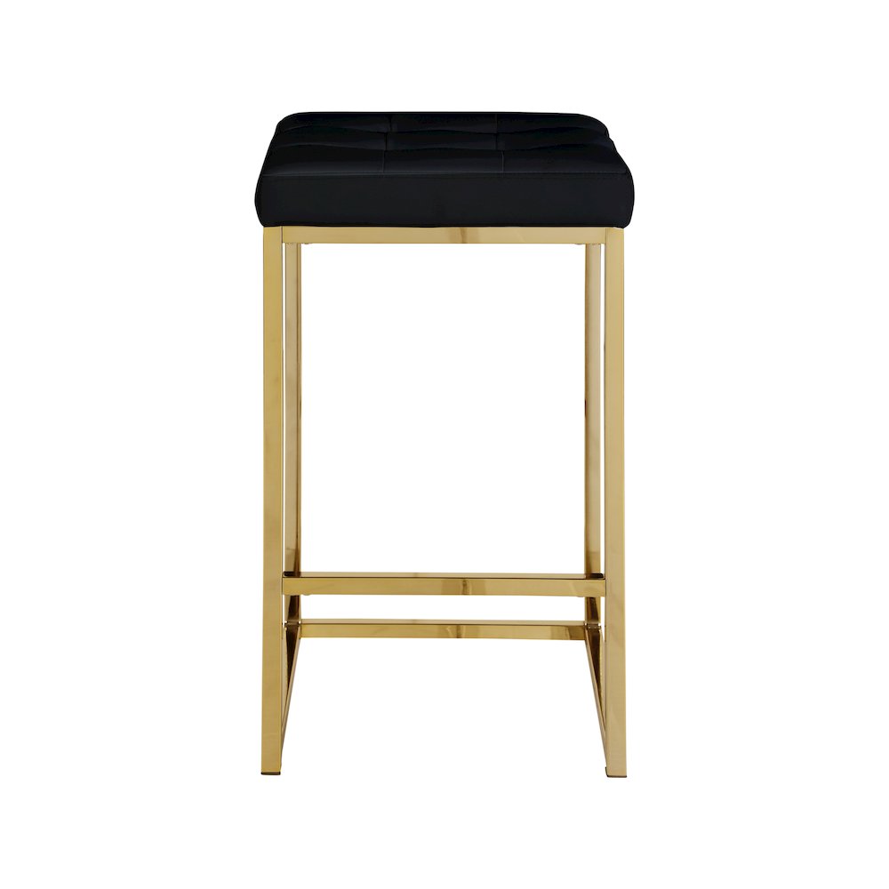 Nicola Black Vegan Leather Stool, Set of 2. Picture 2