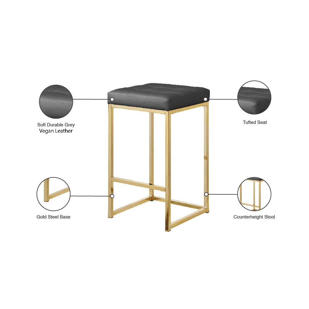 Nicola Grey Vegan Leather Stool, Set of 2. Picture 5