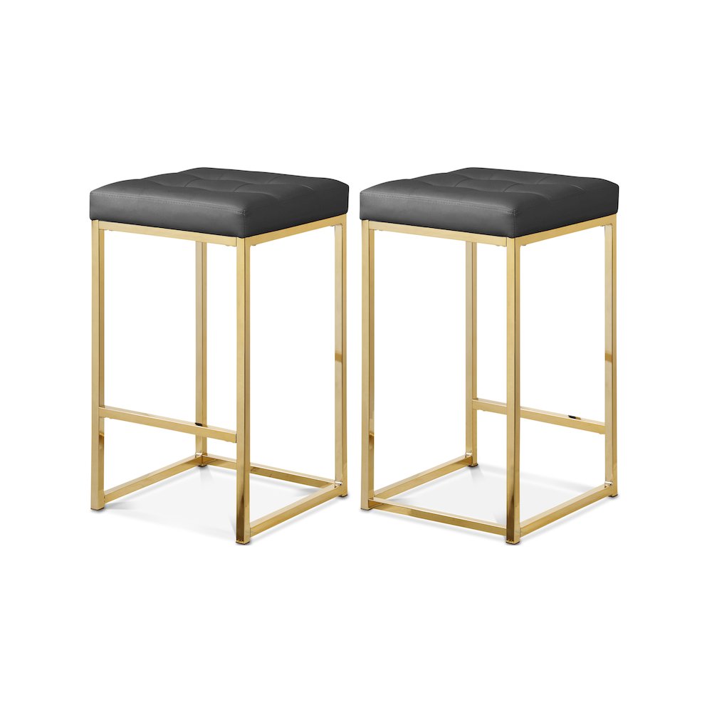 Nicola Grey Vegan Leather Stool, Set of 2. Picture 1