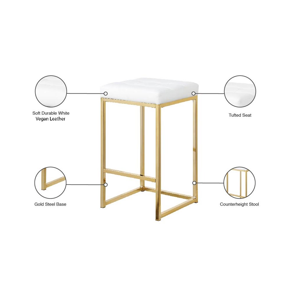 Nicola White Vegan Leather Stool, Set of 2. Picture 5