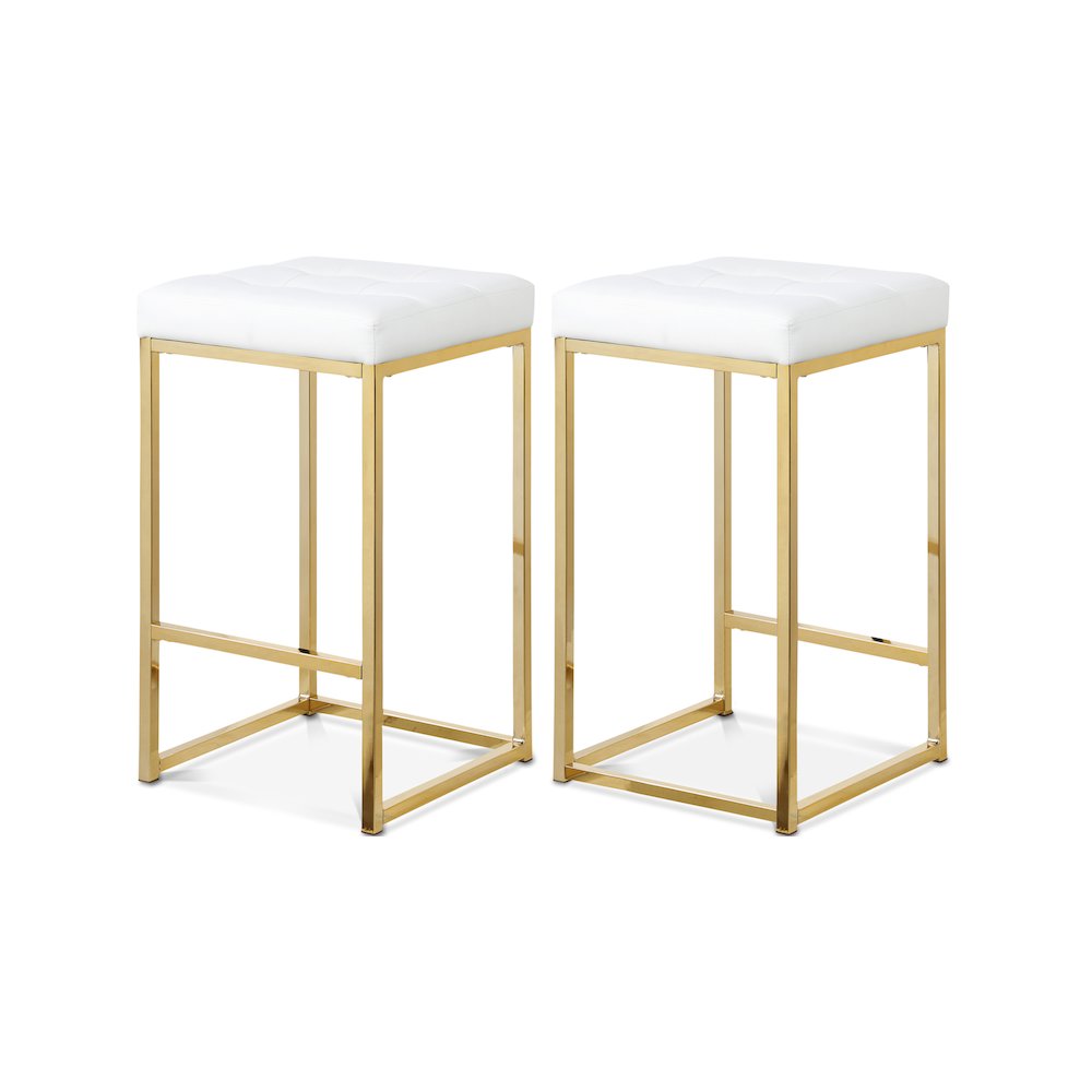Nicola White Vegan Leather Stool, Set of 2. Picture 1