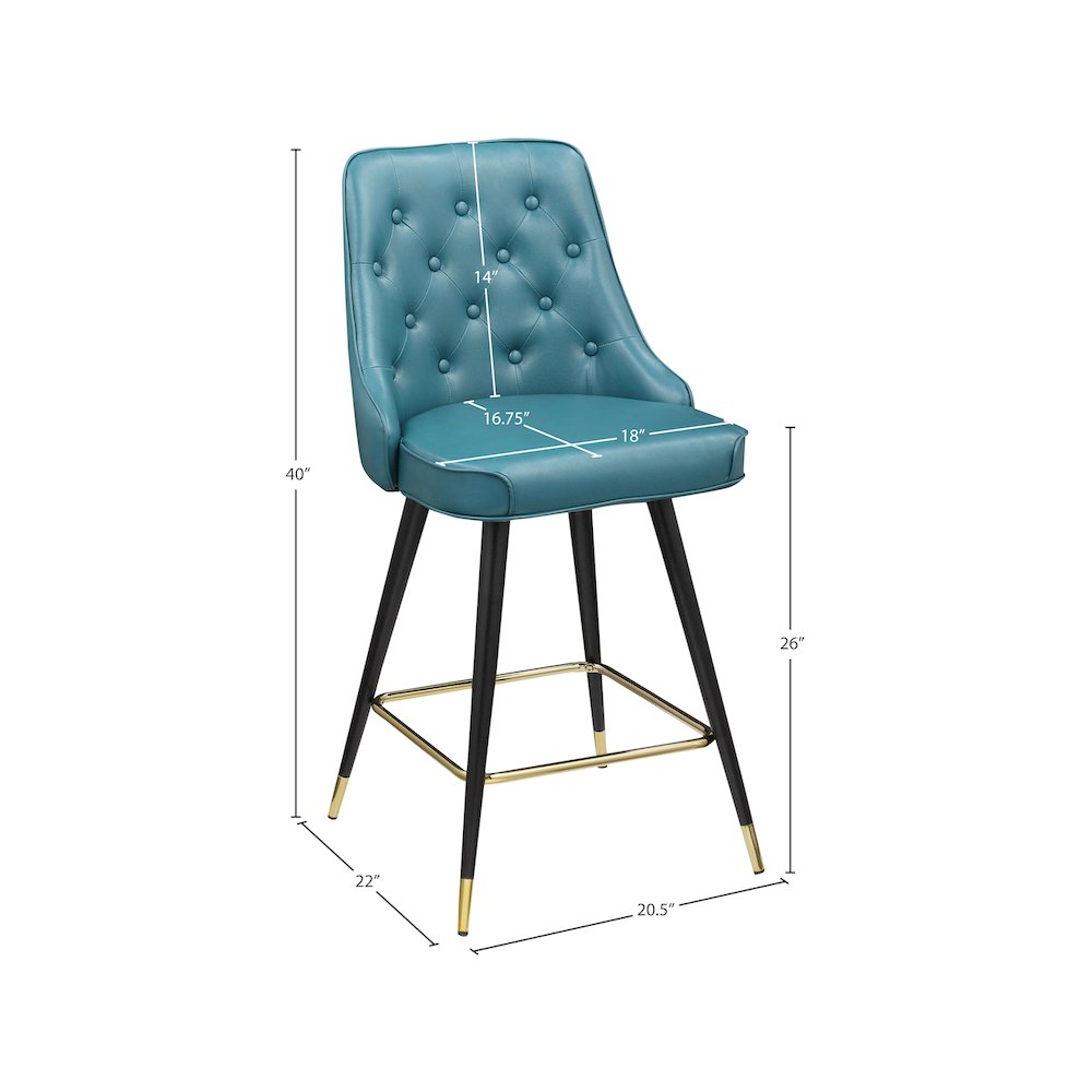Portnoy Teal Vegan Leather Counter/Bar Stool, Set of 2. Picture 7