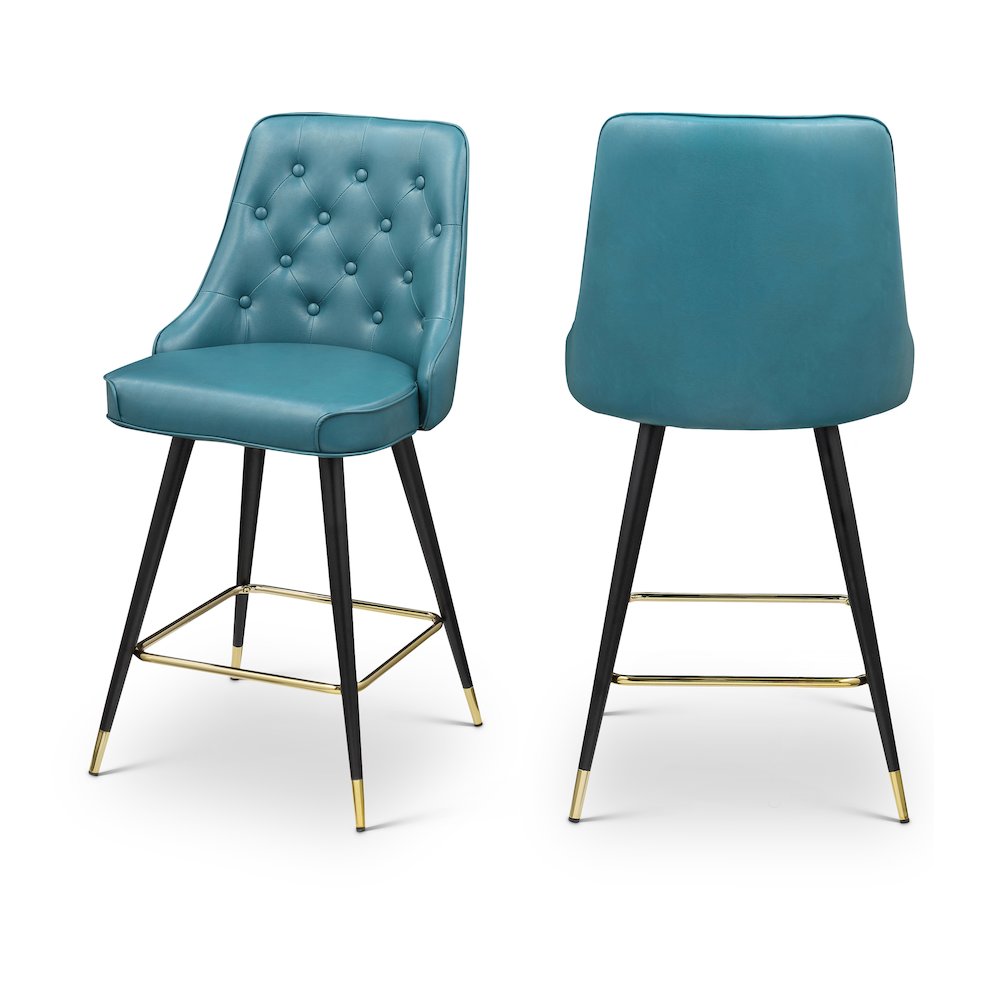 Portnoy Teal Vegan Leather Counter/Bar Stool, Set of 2. Picture 1