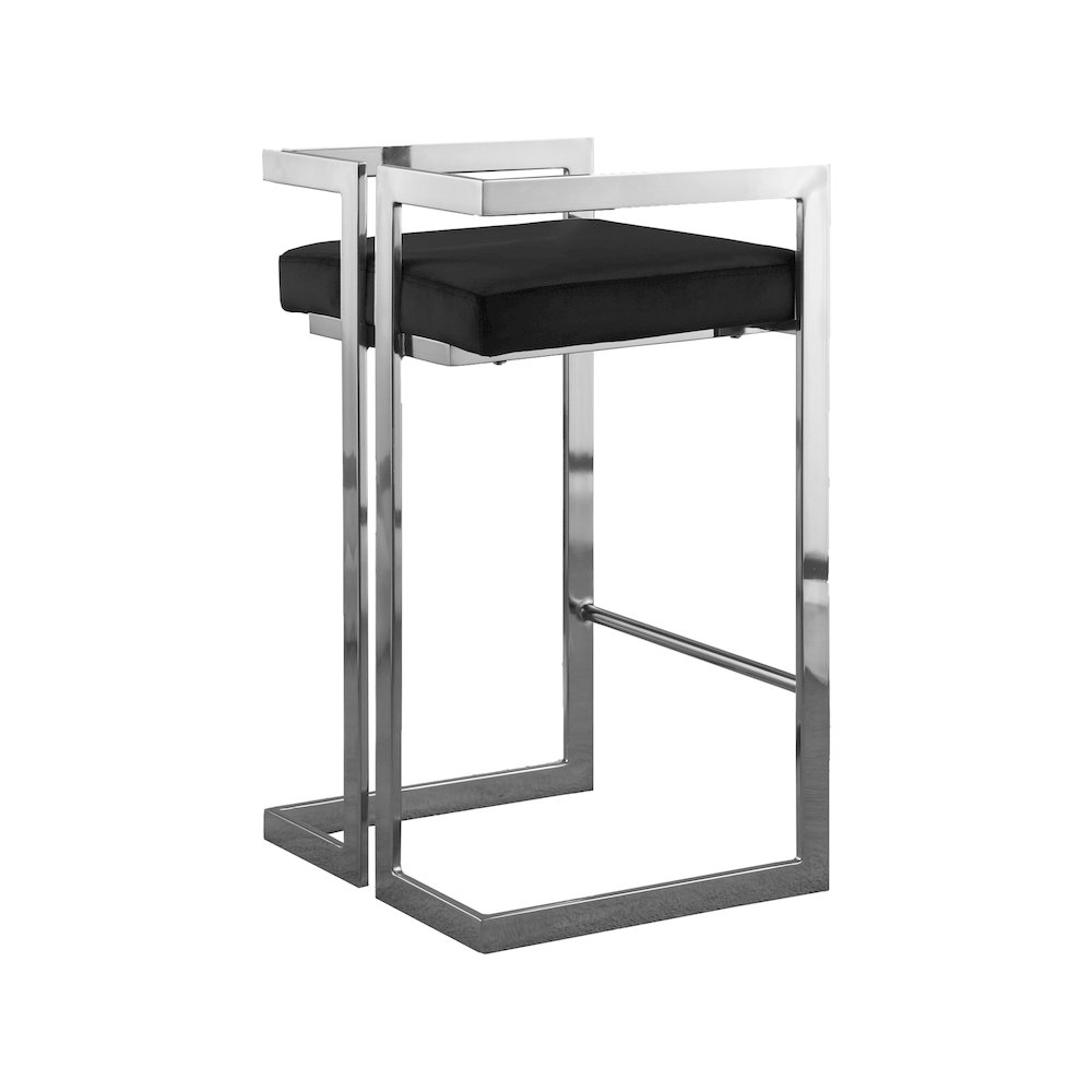 Ezra Black Velvet Stool, Set of 2. Picture 2