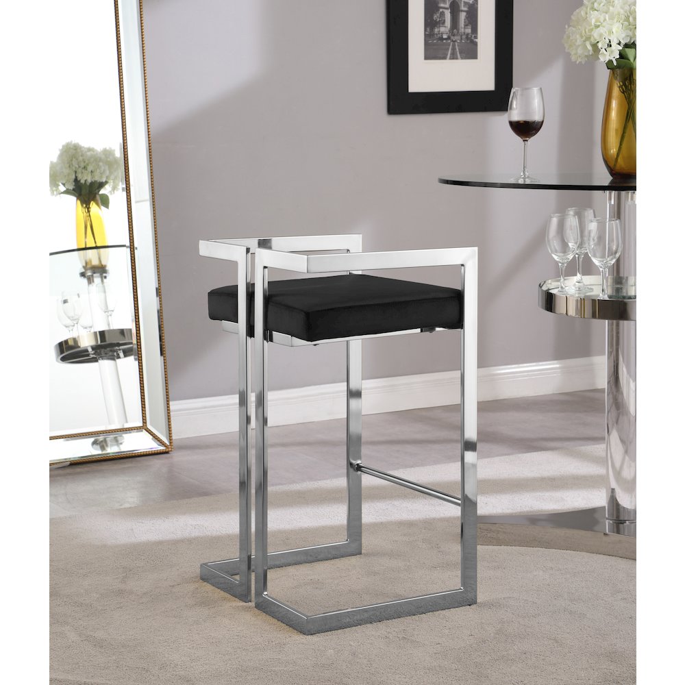Ezra Black Velvet Stool, Set of 2. Picture 4